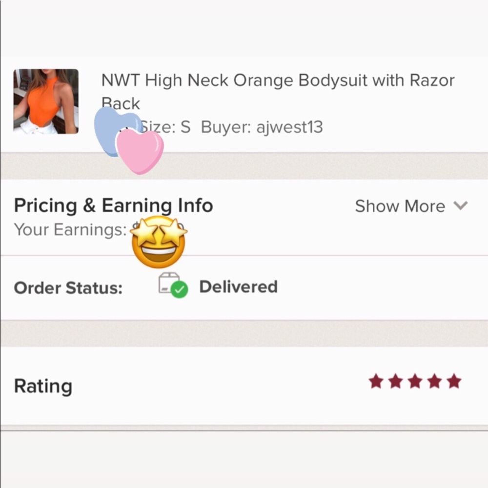 NWT High Neck Bright Orange Bodysuit - Picture 6 of 6